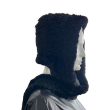 Load image into Gallery viewer, Mannequin head wearing a dark fur hood on a white background
