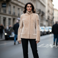 Vilniaus Kailiai Mod. 16631xxx jacket featuring a stylish, insulated outerwear design with a high collar and zipper closure.