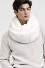 Įkelti nuotrauką į galerijos peržiūros programą, Vilniaus Kailiai scarf with intricate knit pattern, soft texture, and stylish design, displayed draped on a neutral background.
