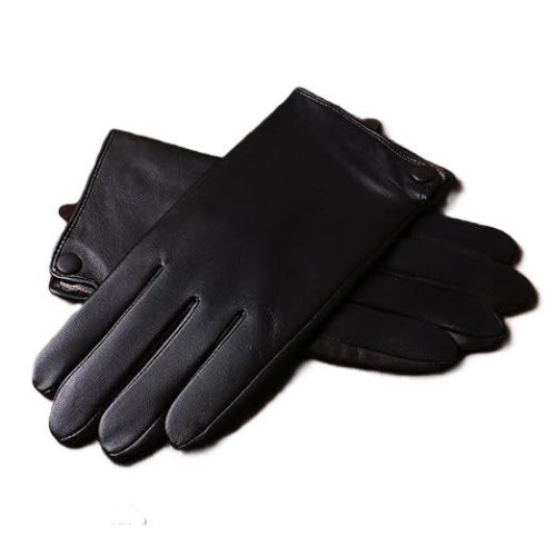 A pair of black, premium Italian Nappa leather gloves for men with natural strength and elasticity.