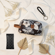 Vilniaus Kailiai DR1074AA eyewear case in black leather with embossed logo, designed to protect glasses stylishly.