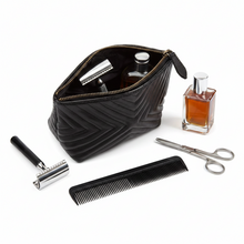 Įkelti nuotrauką į galerijos peržiūros programą, Leather cosmetic bag for men and women by Vilniaus Kailiai, model DS-ASL-7851, with a sleek, compact design and zipper closure.

