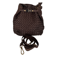 Load image into Gallery viewer, Brown woven bag with a strap on a white background
