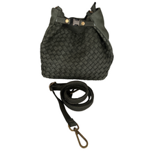 Load image into Gallery viewer, Black woven bag with a matching strap on a white background
