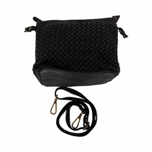 Load image into Gallery viewer, Black woven leather bag with a matching strap on a white background
