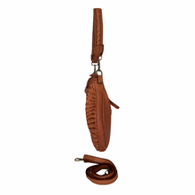 Load image into Gallery viewer, Brown leather handbag with a strap on a white background
