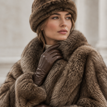 Įkelti nuotrauką į galerijos peržiūros programą, Vilniaus Kailiai Mod. K08672XX hat featuring a stylish design in natural fabric, shown in a close-up image.
