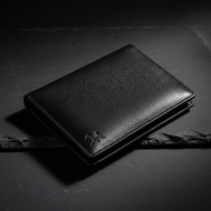 Black and beige leather men's wallet by Vilniaus Kailiai, featuring a slim design and multiple card slots.