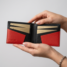 Įkelti nuotrauką į galerijos peržiūros programą, Odinė vyriška piniginė Mod. RS CH BLACK ORANGE
