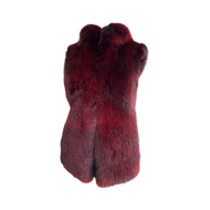 A red fox and textile vest with a fitted silhouette and hook opening at the front. It appears to be designed for layering over other clothing items.