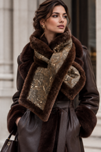 Įkelti nuotrauką į galerijos peržiūros programą, Vilniaus Kailiai scarf in soft, cozy fabric with a stylish pattern, displayed flat in natural light.
