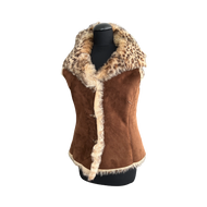 Brown suede sheepskin fur vest with buttons