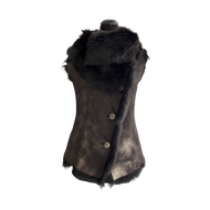 dark brown sheep fur vest with buttons