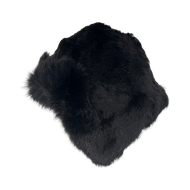 A black fur cap for women with a soft, plush design and a visible inner lining.
