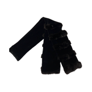 Black velvet and mink scarf wearable in various ways.