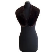 A mink collar with lining displayed on a mannequin, featuring a plush brown fur collar and lining.