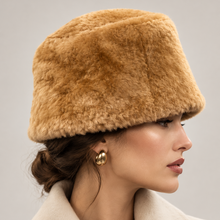 Įkelti nuotrauką į galerijos peržiūros programą, Vilniaus Kailiai Mod. K08673XX hat showcasing a stylish, textured hat in neutral tones, perfect for cold weather wear

