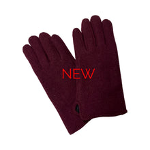 Load image into Gallery viewer, Pair of maroon gloves with &#39;NEW&#39; label on a black background

