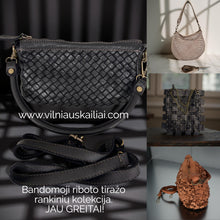 Load image into Gallery viewer, Collage of woven handbags with promotional text for www.vilniauskailiai.com
