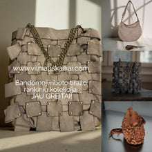 Load image into Gallery viewer, Collage of woven handbags with a chain detail, displayed against neutral backgrounds.
