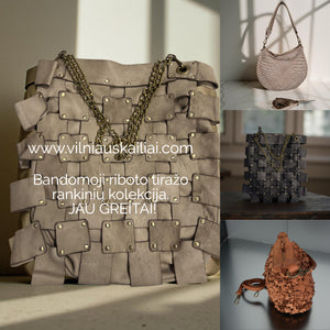 Collage of woven handbags with a chain detail, displayed against neutral backgrounds.