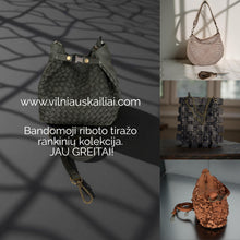 Load image into Gallery viewer, Collage of various handbags with promotional text for a brand on a dark background.
