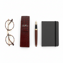 Įkelti nuotrauką į galerijos peržiūros programą, Set of glasses, leather case, pen, and notebook on a white background
