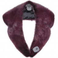 A deep burgundy mink collar with a fur hook fastening at the front, displayed on a white background.