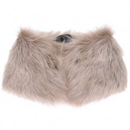 A beige sheepskin fur collar with lining, displayed on a white background.