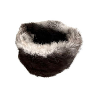 A natural rabbit fur scarf with black and white fur, no visible fastening.
