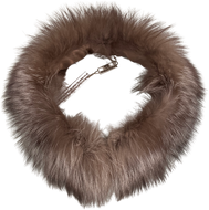 Round Silverfox scarf with lining, fur hook two-way fastening, wearable in several ways.